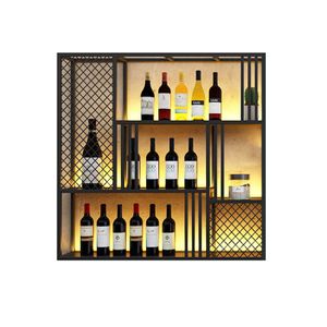 Armário de barra de montagem de parede Exibir preto de armazenamento de boutique comercial pendurado em casa Cubo de vinhos Gabinet Coluna Móveis de coluna