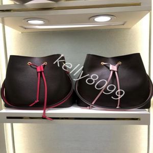 Kvinnors hink axelpåsar escale neonoe crossbody väska äkta läder handväskor justerbar rem nya modepåsar 16 färger #44023 2572