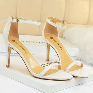 Сандалии Thin CM Women Fashion Summer High Heels Party Open Toe Stiletto Black White Red Wedd Wedd 243