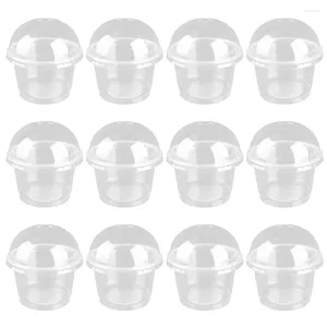Engångskoppar sugrör 20 st kopp med lock 250 ml sallad mat behållare lock transparent plastdessert lock