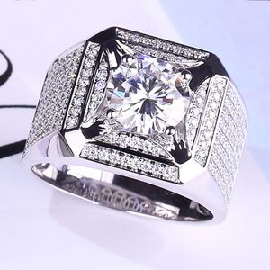 Luxus männliches Labor Moissanit Diamond Ring 925 Sterling Silber Schmuck Verlobungs Hochzeitsringe für Männer Jubiläum Geschenk