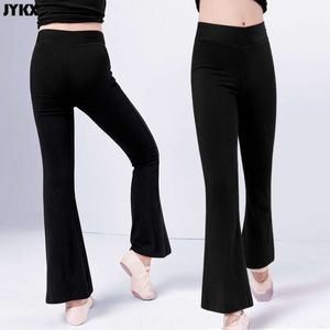 Children's Pants Practice Boys And Girls Slim Cotton Latin Jazz Dance Black Bell Bottom Trousers L2405 L2405