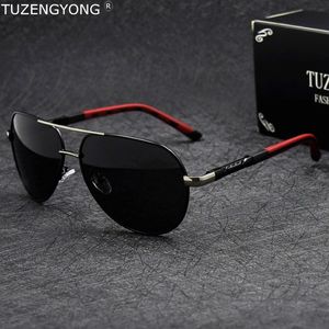 Tuzengyong Aluminium Herrpolariserade solglasögon Klassiska varumärke Kör Sun Glasögonbeläggningslins Eyewear Accessories For Men Oculos 2995