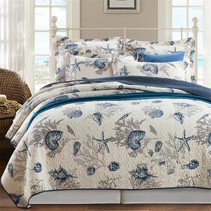 Bedding Sets Ocean Style Quilted Quilt 3pcs Cotton High Quality Quilting Patchwork Bedspread Treat As Coverlet Home Textile
