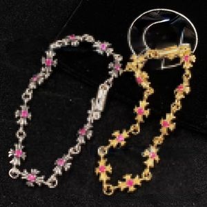 Дизайнерские браслеты ретро пересекают браслет розовые бриллианты для мужчин и женщин модные пары простые украшения для рук
