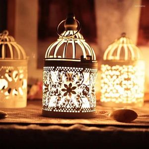Candle Holders 1PC Vintage Bird Cage Cylinder Holder Golden Hollow Iron Candlestick Metal Lantern Decor Crafts For Home Wedding Party