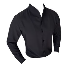 メンズソーシャルシャツ高品質のセクシーなスタンドカラー長距離シャツ男性用韓国の高級服スリムフィットカジュアルタキシードドレス