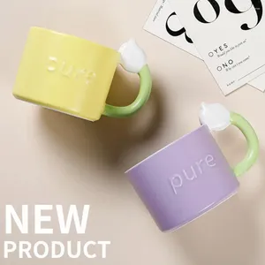 Mugs Korean Coffee Tea Milk Drinking Water Couple Mug Creative Birthday Gift Ceramic Cup Bell Orchid Drinkware