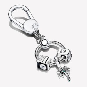 100% 925 Sterling Silver Key Rings Moments Small Bag Charm Holder Gift Set Fit Original European Charms Dangle Pendant Fashion Women We 290i