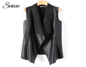 Autumn Women Fashion Long Vest Suede Bottom Pu Leather Black Sleeveless Coat Female Club Outwear Street Office Basic Vests 20181023809