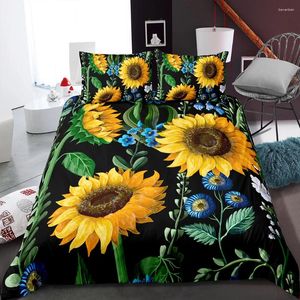 Sängkläder sätter Yi Chu Xin King Set Luxury Sun Flower Däcke Cover Full Size Bed Comporter