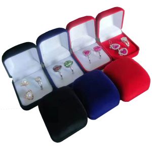 Försäljning sammet ring förvaringslåda bröllop smycken ringörhängen visning hållare förlovningsring case stud arrangör förpackning presentförpackning