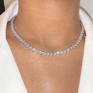 2021 New Mother's Day Heart Tennis Chain Choker Iced Out Hip Hop Shiny Necklace Paved White Cz For Women Wedding Jewelry Gift X0509 224d