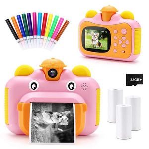 おもちゃカメラおもちゃカメラキッズカメラインスタントプリントデジタル1080p HDビデオ写真セルフィーカメラ