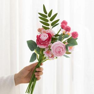 Kwiaty dekoracyjne sztuczne róży bukiet dekoracja salonu fioletowe fałszywe wesele kwiatowe aranżacja domowa domowa ręka
