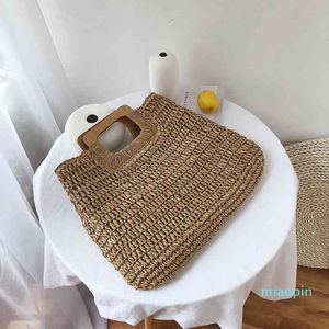 Kişiselleştirilmiş Palm Bohemian Boho Örgülü Tote Paper Beach Tığ çanta 2911