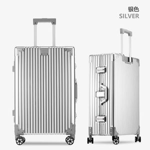 Suitcases High quality 100% Aluminum-magnesium Rolling Luggage For Boarding Spinner Travel Suitcase With Wheels Large size Multi color Luggage Metallic Boarding