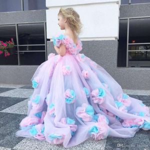 Eleganckie kwiatowe dziewczyny przyjęcie weselne księżniczki Casual dla dzieci ubrania koronkowe długie rękawy ubiera się dla dzieci na 2-14