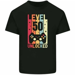 Мужская футболка 50-летие футболка по день рождения 1974 Мужчина забавный уровень разблокировать 50-й игровой футболку Top XS-3XLL2405