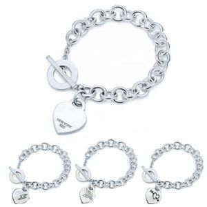 New Heart-shaped Bracelet S925 Sterling Silver 11 Womens Bracelet Tf Style Buckle Pendant Rose Bright MOVE BRACELET G220510 346j