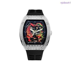 Richamills Designer Watch 2024 New Tiger Lives Weilong Strong helautomatiska ihåliga mäns personliga 3D -färgmekaniska klocka