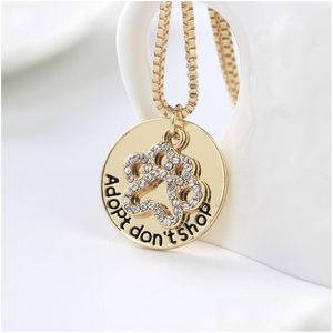 Pendant Necklaces Adopt Dont Shop Animal Lovers For Women Crystal Cat Dog Claw Box Chains Shelter Pet Rescue Fashion Jewelry Gift Drop Dhgpm