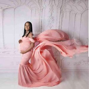 Süße Mutterschaftskleider Babypartys Baumwoll Chiffon Schwangerschaftskleid Fotoshooting für schwangere Frauen Maxi Kleid Fotografie Prop J220915