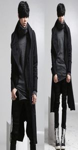 Whole New fashion long trench coat men hip hop black long coat hoodie jacket mens casual wool overcoat hooded manteau homme c7505051