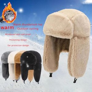 Berets Men And Women Winter Lei Feng Cap Outdoor Cycling Anti-Cold Warm Ear Protection Hat Padded Thickened Male Northeast Face Pro