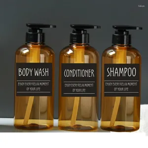 Liquid Soap Dispenser 3pcs/Set Bathroom Shampoo Bottle Body Hand Wash Hair Conditioner Refillable Plastic Storage 500ml