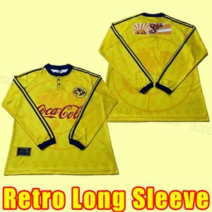 long sleeve Retro Club America soccer jerseys 98/99 LIGA MX 90th Football Shirts S.CABANAS ZAMORANO BRANDAO CHUCHO Men Uniforms 1998 1999