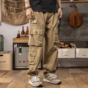 Men's Pants 2024 Spring Mens Loose Straight Pants Trend Multi Pocket Casual Goods Pants Retro Matching Pants Q240529