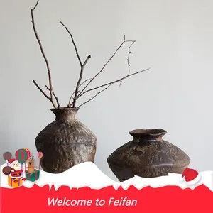 Vasi Fei SI Fan Ji Feng Vaso Fiore di ceramiche grossolane Disporre la decorazione retrò fatta per la casa fatta a mano El Zen