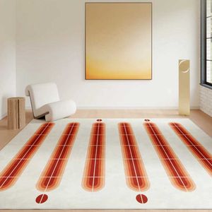 카펫 예술 줄무늬 격자 무늬 깔개 편안한 부드러운 침실 카펫 현대 가정 장식 미학 대형 지역 거실 깔개 tapis