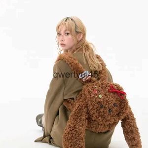 Sırt çantası stil totes harajuku çınlama köpek sırt çantaları kabarık peluş peluş sırt çantası kadınlar için kızlar için japonya tarzı sevimli sahte kürk çanta h240529