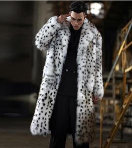 Men039s Fur Faux Long Section Men Leopard Print Oversized Jackets Turn Down Collar Male Imitation Outwears Mixed Color Winter2608798