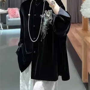 Ubrania etniczne chiński styl haftowany sztuczny aksamitny płaszcz damski damski kardigan przeciwstarzeniowy top