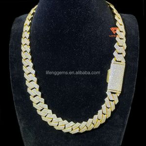 20 mm Iced Out Miami Bling Diamond Chain Gold Plated Custom Necklace Moissanite Hip Hop Cuban Link for Man