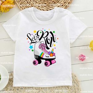 T-shirty uwielbiam łyżwiarstwo figurowe dziewczynki T koszulka łyżwiarka figurowa drukowana koszulka dla dzieci modne ubrania dziewczyny letnie toddler tshirt tops D240529