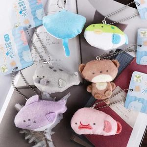 Plush Keychains Soft Plush Shark Penguin Aquarium Keychain Japanese Style Cartoon Fish Torch Filling Pendant Keychain Girl Jewelry Gift S2452802