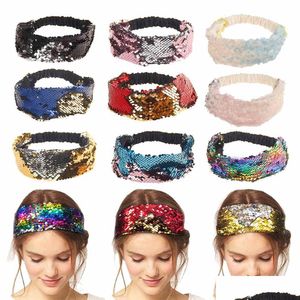 Stirnbänder 10 Farben Pailletten Mermaid for Women Luxus Hairband -Kopf Bands weibliche Mode Haarschal Schmuckzubehör fallen DH59Z