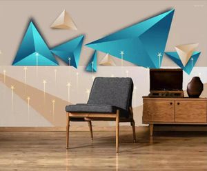 Wallpapers Modern Abstract Stereo Murals Geomtric Wall Paper Po Wallpaper 3d Art Paint Home Blue Contact Custom
