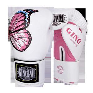 6-12oz Pink Buttefly Boxing for Kids Women Kickboxing Glove Pro Training Sparring Muay Thai MMA Heavy Bag Gloves L2405