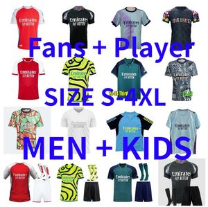 23 24 25 Smith Rowe Saka Rice Soccer Jerseys Fans Player Version Martinelli Saliba 2024 2025 Football Shirt Men Kids Kit Odegaard Nketiah G.Jesus Jorginho Rice Havertz