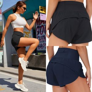 Speed Up High-Rise Lined Short Waist Sports Shorts Women's Set Quick Drying Loose Running Clothes Back Zipper Pocket Fitness Yoga