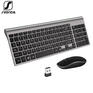 SEENDA RUSSA SPAGNA Tastiera wireless e Mouse Combo 2.4G Casatura silenziosa full silenzio tastiera set di mouse per PC per laptop 240529