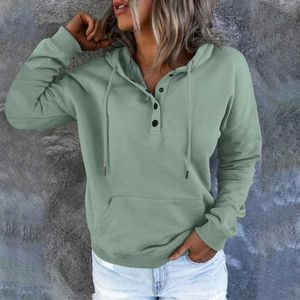 Kadın Hoodies Sweatshirts Avrupa ve N Kadınlar Uzun kollu gevşek gündelik kapüşonlu çekiliş cep kapşonu Z240529