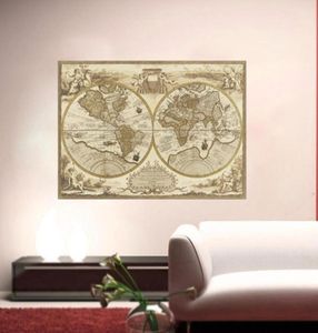 Adesivo de parede DIY New Europe Retro Mapa do mundo Papéis de parede mural Impermeáveis ​​adesivos de parede de parede Decoração de casa Decoração de casa Decoração de casa