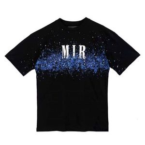 Designer Luxury Chaopai Classic Summer Fashion Hand-painted Starry Sky Speckle Letter Print Loose Cotton Versatile Same Style for Men and Women T-shirt