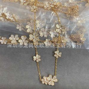 High luxury brand jewelry designedVanly Necklace for lovers Gold Plated Clover White Rose Diamond Lucky 9TGA